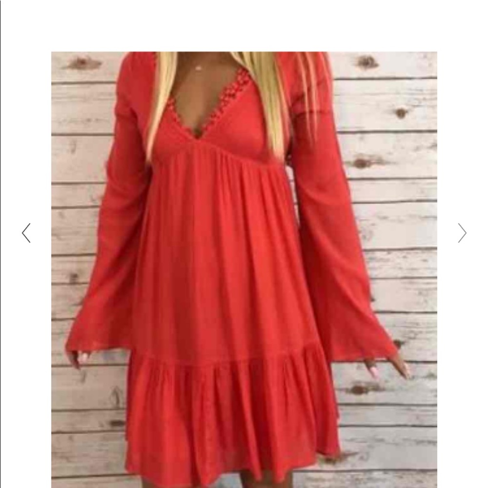 Free People Gentle Dreamer Dress Coral Color Small Beachy
